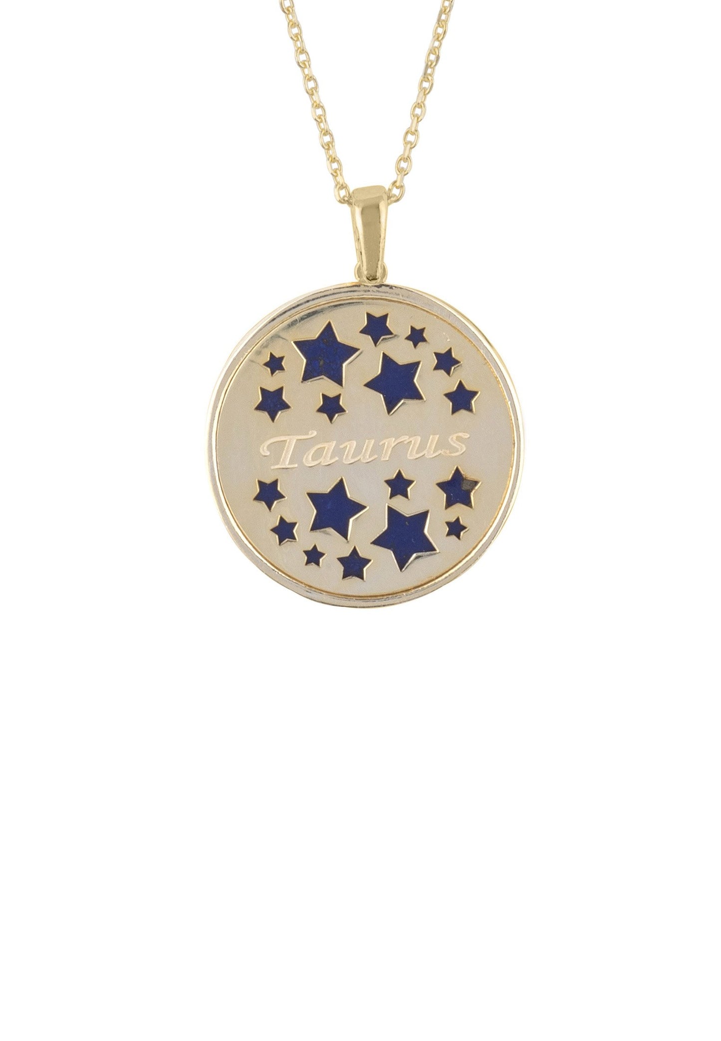 Zodiac Lapis Lazuli Gemstone Star Constellation Pendant Necklace Gold