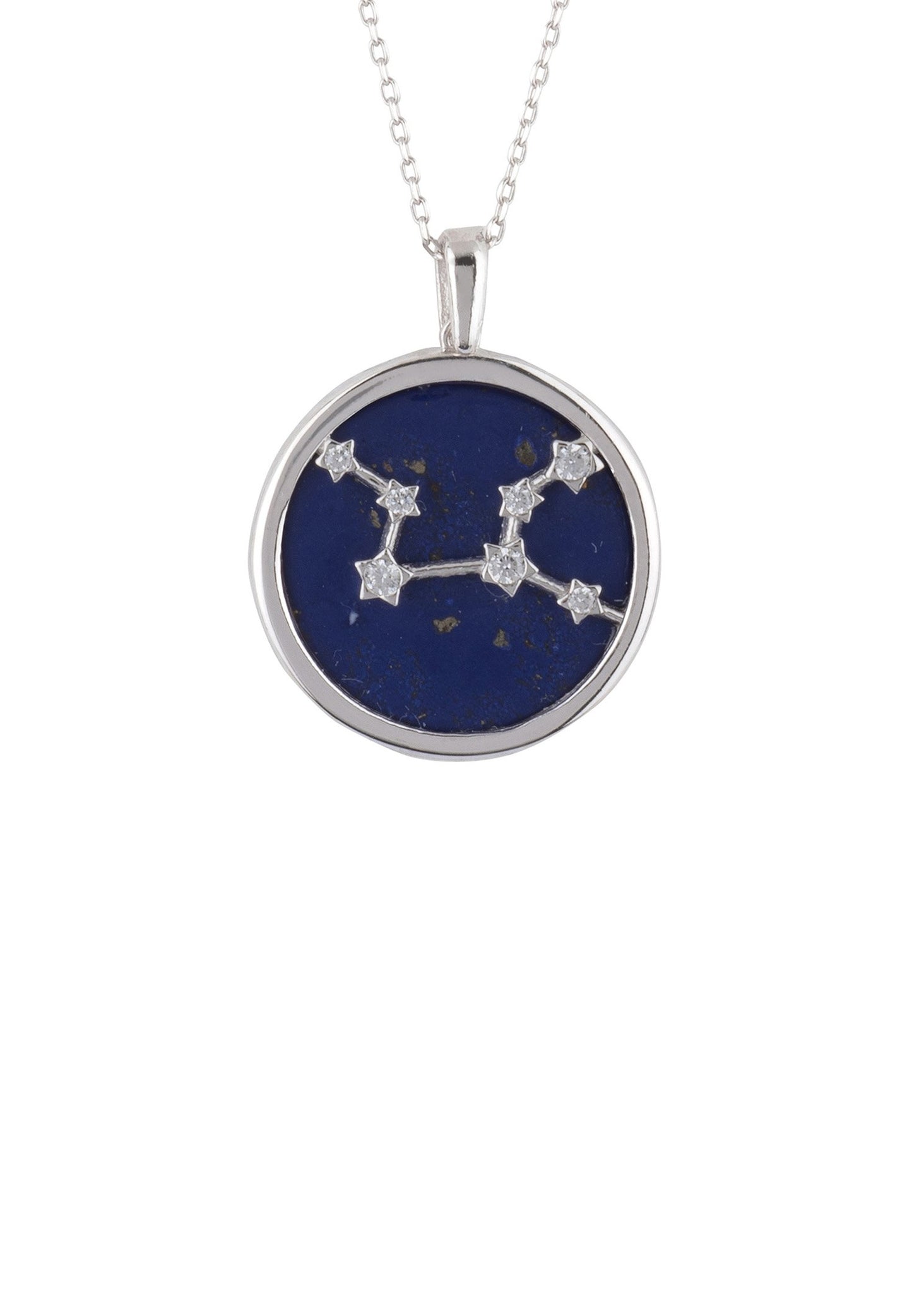 Zodiac Lapis Lazuli Gemstone Star Constellation Pendant Necklace